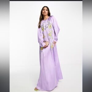 ASOS Lilac Floral Embroidered Maxi Dress